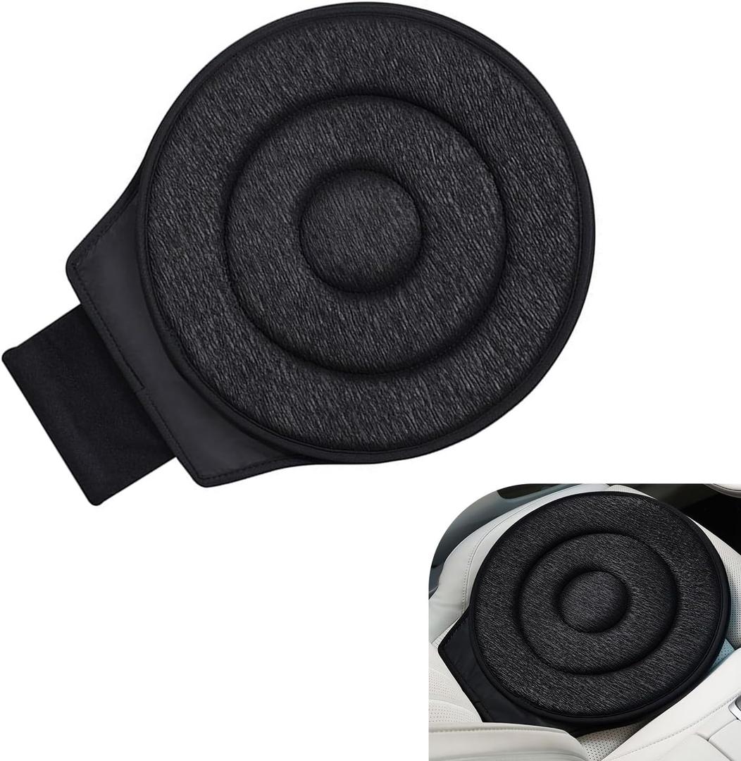 360 Degree Swivel Seat Cushion, Anti-Slip Comfortable Chair Assist for Elderly, Washable Breathable Car Seats Cushion, Universal for Most Vehicles (Black)