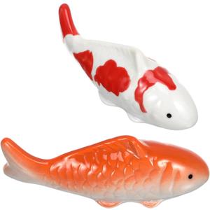 Floating Ceramic Fish Ornaments for Aquarium and Garden Pond Decor 2Pcs Stoneware Koi Fish Floating Sculpture 3.93 X 1.57 X 1.37 Inches