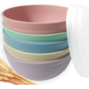 5 Pack Unbreakable Wheat Straw Bowls with Lid, 26 OZ Cereal Bowls for Kitchen, Dishwasher Safe Soup and Salad Bowls, Reusable microwave bowl for Ice Cream,Snack and Fruits