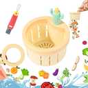 Upgraded Automatic Pressing Sink Filter, Cactus Sink Strainer, Kitchen Waste Collector Filter, Kitchen Accessories Sink Drain Stopper, and Cleaning Brush (1, Yellow)