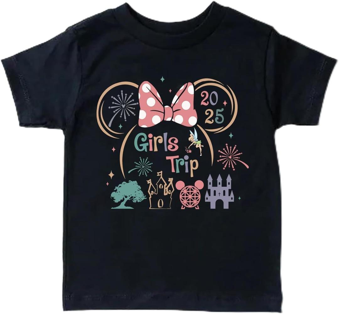 Magical Kingdom Castle for Little Girls Funny Graphic Vacation Trip Short Sleeve Tee (Black)