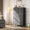 WLIVE 16 Drawers Dresser, Large Dresser for Bedroom, Closet, Hallway, Storage Organizer Unit, Large Dressers & Chests of Drawers with Fabric Bins, Dark Grey
