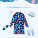 Disney Marvel Stitch Cars Spiderman Mickey Mouse Baby Boy Swimsuit Infant Toddler Bathing Suit UPF 50+ Zipper Long Sleeves (Blue)