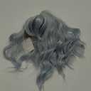 Short Bob Wigs with Bangs for Women Loose Wavy Wig Curly Wavy Shoulder Length Bob Synthetic Cosplay Wig for Girl Colorful Costume Wigs (Ice Blue)