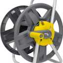 Water Hose Reel Cart, Holds 65-147 Ft of 5/8 Inch Hose, Wall Mounted Garden Hose Cart, Portable Hose Holder for Convenient Hose Storage and Watering (Yellow)
