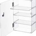 Barydat Acrylic Display Case with Lock Key Countertop Display Case Clear Showcase Display Cabinet Multi Functional Safe Storage Box for Retail Store (Removable 4 Tier,11.8 x 5.9 x 18.9 Inch)