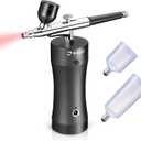 KIBEE Aibrush Rechargeable Handheld Mini Air Compressor Airbrush, Portable Cordless Airbrush Gun for Makeup, Tattoo, Nail Art, Face Paint, Model Painting,Cake Decor Black