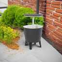 Keter Modern Cool Bar Outdoor Patio Furniture and Hot Tub Side Table with 7.5 Gallon Beer and Wine Cooler, Dark Grey