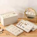 Highergo 8 Pcs Velvet Jewelry Trays Stackable Drawers Organizer Ring Earring Bracelet Necklace Storage Trays, 8.3x4.7x1''(7 Long Slots)