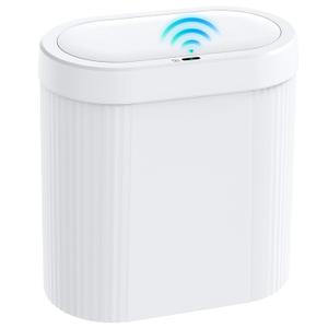 5 Gallon Bathroom Can with Lid, Automatic Motion Sensor White Can, Touchless Slim Waterproof Garbage Bin for Kitchen, Bedroom, Office, and Bathroom