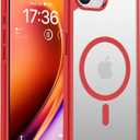 TOCOL Magnetic for iPhone 16e Case, Upgraded Full Camera Protection, Compatible with Magsafe, Drop Protection, Translucent Matte Back Bumper for iPhone 16e 6.1-Inch (Red)