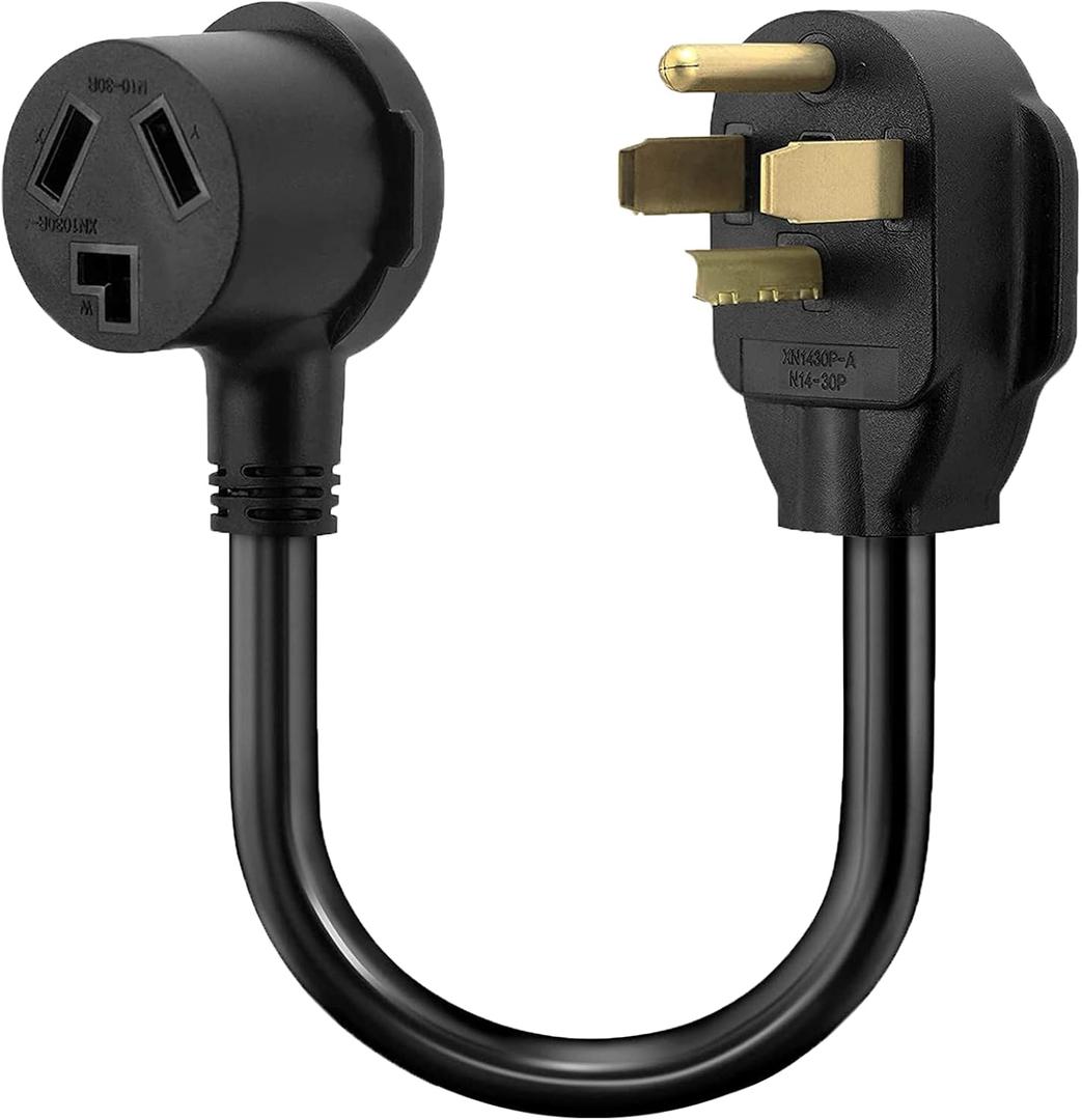 Dryer Adapter Cord, NEMA 14-30P Male to 10-30R Female - 3-Prong to 4-Prong, 1.5FT, 30A/250V, STW 10AWG - Ideal for Home Appliances, RV, Travel, DIY, Professional Use