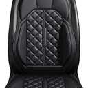 Car Seat Covers, Premium Perforated Napa Leather, Semi Universal Fit, Front Seat with Storage Bag, Full Set for SUV Truck Sedan (Black, Front Row Single seat)