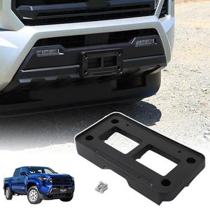 License Plate Frame Bracket Compatible with Toyot@ Tacoma 2024 2025,ABS Tag Frame Front Bumper License Plate Holder Mount Adapter Relocation Kit Accessories 1PCS (Black)