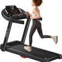 CURSOR FITNESS Home Folding Treadmill with Pulse Sensor, 2.5 HP Quiet Brushless, 7.5 MPH, 265 LBS Capacity (Black)