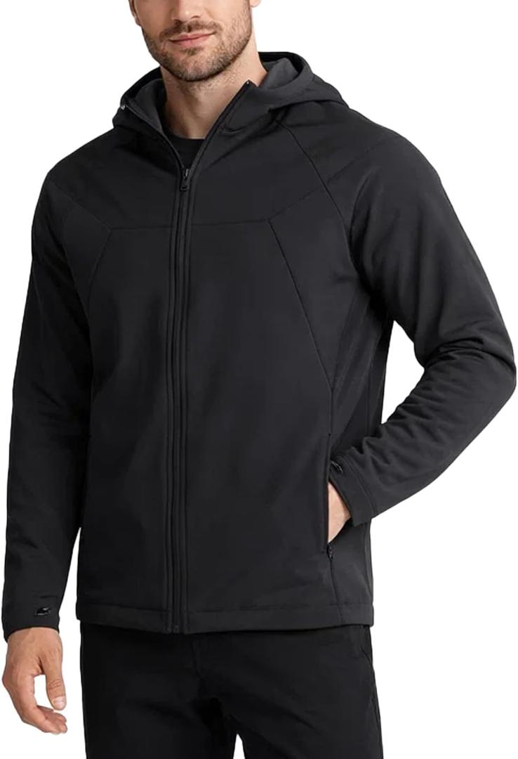 Spyder Mens Softshell Jacket - Faux Fur Lined Water Wind Resistant Performance Mens Fleece Jacket for Hiking Running Jogging (Black, XL)