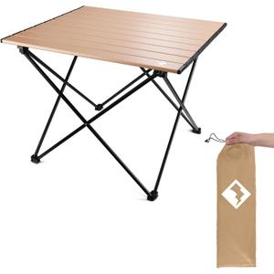 VILLEY Portable Camping Side Table, Ultralight Aluminum Folding Beach Table with Carry Bag for Outdoor Cooking, Picnic, Camp, Boat, Travel, Medium 19'' x 2