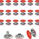 uxcell 120 Sets Leather Rivets, 8mm Double Cap Rivets, 6mm Height Tubular Metal Studs for Leather Craft Repair and Decoration DIY Clothes, Shoes, Bags, Belts, Red