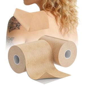 2 Rolls Waterproof & Sweat-Resistant Tattoo Cover Up Tape  Light Tan Skin Tone, 4"x16.4ft, Cuttable Cover Up Patches for Tattoos, Scars & Birthmarks