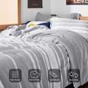 Bedsure Twin XL Comforter Set 5 Pieces, Grey Striped Bedding Set for All Seasons, Reversible, Cationic Dyeing Bed in a Bag with Comforter, Sheets, Pillowcase & Sham