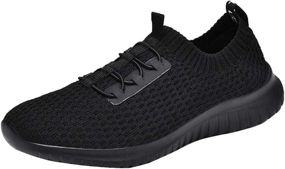 TIOSEBON Women's Slip On Walking Shoes Lightweight Casual Running Sneakers, Size -39.5, Black