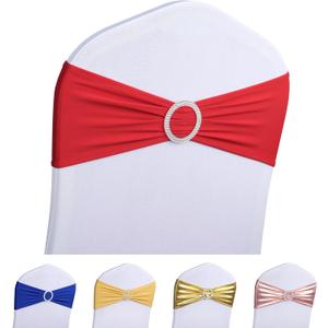LEBENGURU Red Spandex Chair Sashes-100pcs Premium Stretch Bows with Buckle Slider, Universal Elastic Chair Bands for Wedding Party Banquet Decoration