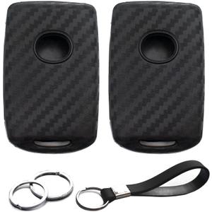 2pcs Compatible with Mazda 3 6 3 Sport CX-3 CX-5 CX-9 CX-30 CX-50 CX-90 MX-5 Miata MX-30 EV Carbon Fiber Looks Black Key Fob Cover Case Key Chain Protector Keyless Remote Holder