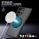 Design For Samsung Galaxy S23 Ultra Phone Case with Tempered Glass Screen Protector [Compatible with MagSafe] Wireless Charging 360 Rotatable Invisible Kickstand Protective Cover for Men Black