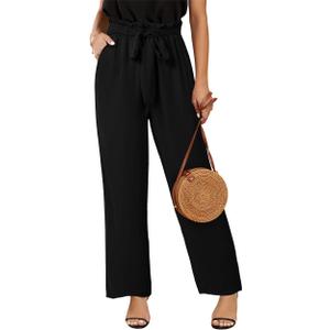 SySea Womens High Waisted Leopard Print Palazzo Pants Belted Wide Leg Long Trousers with Pockets, XL
