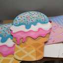 2 Pcs Large Ice Cream Stand for Party 31.5''x19.69'' Candy Cardboard Signs with Glue and Support Frame for Ice Cream Birthday Party Decor Sweet Theme Shop Photo Booth Props Backdrop