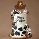 Western Cowboy Cake Topper Brown Ball Cake Decorations Cowboy Hat Disco Balls for Western Themed Birthday Supplies (02)