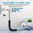 USB C to C Cable 3ft 2Pack Coiled USB C Charger Cable for Car Type C Fast Charging Cable for iPhone 17/16/15/Plus/Pro/Pro Max/Samsung Galaxy S23