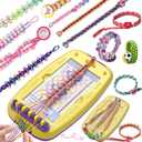 2-in-1 Friendship Bracelet Making Kit for Girls Ages 6-12, Arts & Crafts Jewelry Set, DIY String Maker Tool Set with Charm & Stickers, Creative Activity, Best Girls Birthday Gift Kits