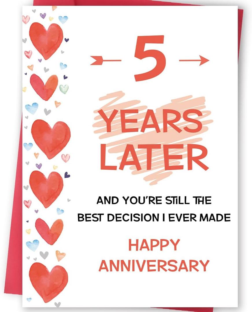 2 x FANCYLUCKY Happy 5th Anniversary Card for Husband Wife, Wood Anniversary Card Gifts for Him Her, 5 Years Married Gift for Husband Wife