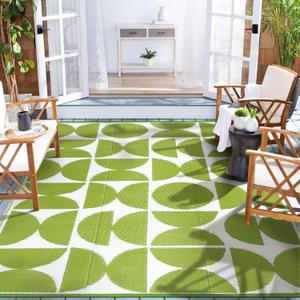Wonnitar Outdoor Rug 6x9, Waterproof Patios Rug Reversible Plastic Straw Rug, Large Outside Area Rug, Portable Camper RV Mat, Outdoor Carpet for Picnic Balcony Backyard Porch Deck (Green,6'x9')