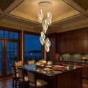 5-Light Gold Modern Chandelier Dimmable Light Fixture High Ceiling Chandelier for Foyer Acrylic Chandeliers Adjustable for Staircase Living Room Enterway Corridor LED Included
