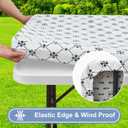 misaya Rectangle Vinyl Table Cloth, Elastic Fitted Tablecloth with Flannel Backing, Waterproof Plastic Table Cover Fits Folding Tables for Picnic, Camping, Indoor and Outdoor (White, 36" x 60")