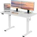 Electric Standing Desk Adjustable Height, 48x24 Inches Sit Stand up Desktop for Home Office, Ergonomic Rising Computer Table with Memory Preset, White