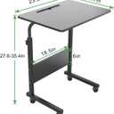 DlandHome Rolling Laptop Desk Stand Up Adjustable Mobile Laptop Desk, 23.6 Inches Medium Size Side Table, Movable w/Tablet Slot & Wheels, Portable Stand for Bed Sofa Black