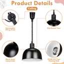 Nuanchu 2 Pack Hanging Food Heat Lamp Retractable with 250w Heating Bulb Commercial Infrared Food Service Warmer Fry Heating Light for Buffet Restaurant Kitchen Use(Black,Dia 29cm)