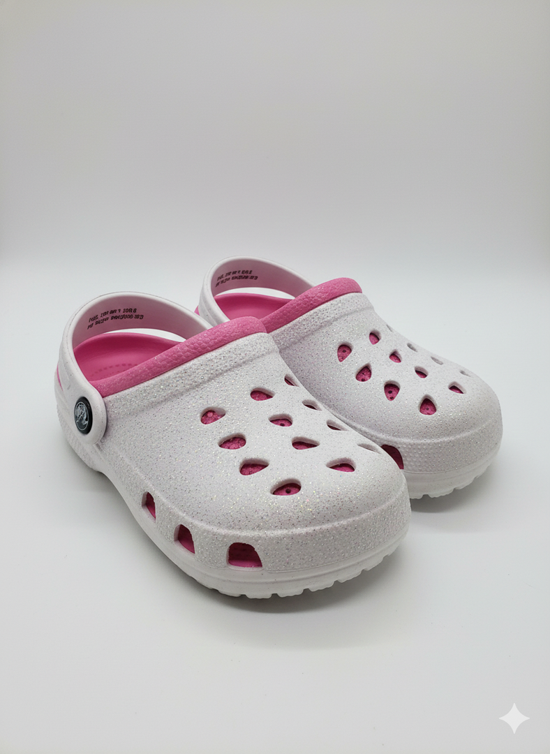Capelli New York Kids SPARKLY Pink & Gray Croc Clog Shoe Size 8