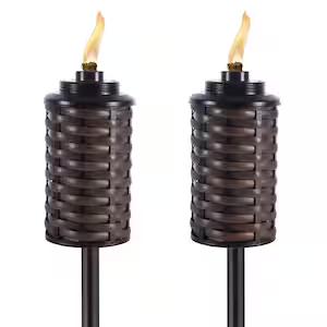 Evergreen 2 Pack Of Ready To Assemble Metal Torches Brown