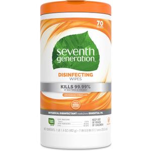 Seventh Generation Disinfecting Multi-Surface Wipes, Lemongrass Citrus Scent, 70 Wipes