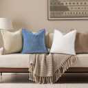 decorUhome Fall Chenille Soft Cozy Throw Pillow Covers 24x24 Set of 2, Modern Farmhouse Boho Velvet Decorative Euro Sham Pillow Cases with Stitched Edge for Couch Sofa Bed Home Decor, Brown