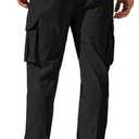 Comdecevis Men's Casual Cargo Pants Workout Joggers Stretch Sweatpants Hiking Drawstring Tactical Pants with Multi Pockets (Black, L)