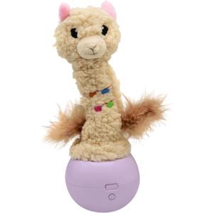 Catstages Electronic Dancing Llama Interactive Cat Toy, Wobbles and Plays Music, Battery Powered, Plush, White