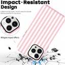 For iPhone 17 Pro Max Case Cute Striped Phone Case Compatible with MagSafe, Dual-Layer Shock Protection(Hard PC + Silicone) - Aesthetic Protective Phone Cover for Women Girl, Pink and White