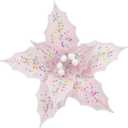 KI Store 6pcs Pink Christmas Tree Poinsettia Flowers 12-Inch Candyland Christmas Tree Decorations Floral Display