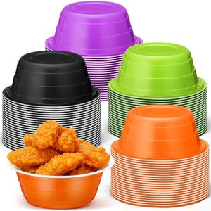 24 Pcs Halloween Bowls 23 oz Disposable Plastic Dessert Holders Halloween Candy Bowl Green Purple Orange Black Snack Bowls for Party Picnic