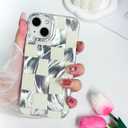 Compact for iPhone 15 Case Shiny Silver Larger Checkered Design Phone Case, Cute Trendy Soft Slim TPU Shockproof Protective Cover for Women Girls Aesthetic Glitter, White